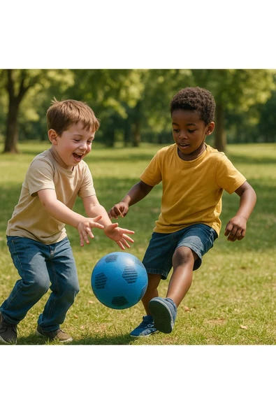 Dayanıklı Renkli Çocuk Futbol Topu – No:5- Mavi - Resim 3