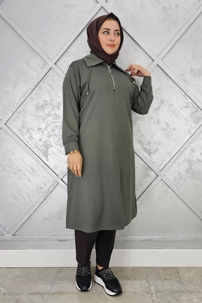KADIN FERMUARLI BAĞCIKLI TESETTÜR TUNİK - Resim 7