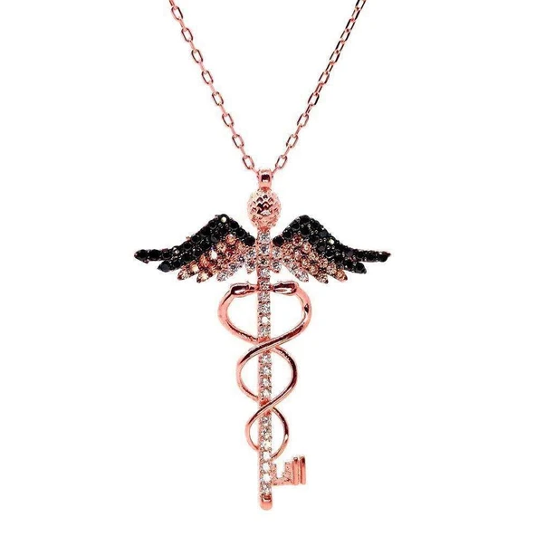 Melek Kanadı Kadüse Gümüş Kolye - Rose ürün görseli 1