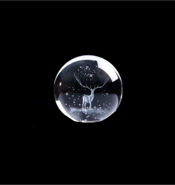 Dekoratif Geyik Temalı Işıklı Renk Değiştiren Dekoratif Cam Küre Led Işıklı Özel Günlere Hediye - Resim 4