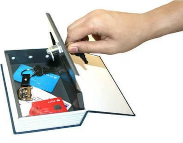 Lacivert Renkli Sözlük Kitap Şeklinde Gizli Kasa Metal Kumbara Kasa Lacivert Dekoratif Hediyelik Kasa Kumbara - Resim 2