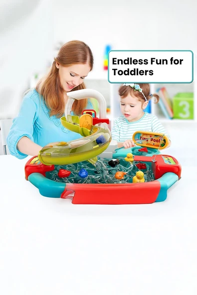 Süper 3 in 1 Lavabo Balık Tutma & Aqua Park Oyun Seti - Resim 4