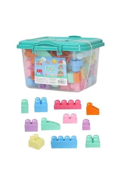 Pastel Renk Parçalı Block 56 Parça Pls Kutu - Resim 8