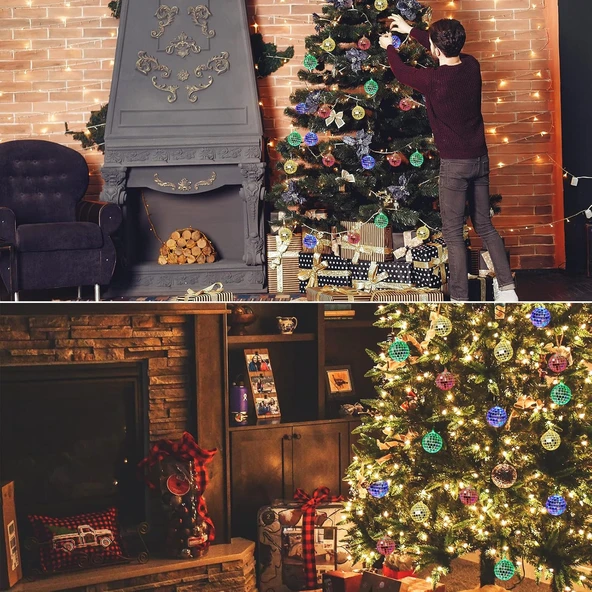 2 Metre 10 Led RGB Aynalı Top Işık  Pilli 2 Fonksiyonlu Dekoratif Renkli Aydınlatma - Resim 3