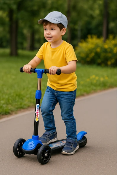 Swing Işıklı 3 Tekerlekli Scooter Mavi - Resim 7