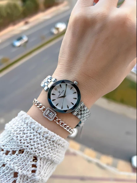 Daniel Klein Çelik Kordonlu 2 Yıl Garantili 3 Atm Suya Dayanıklı Kadın Kol Saati+Bileklik BD.10105.1 - Resim 2