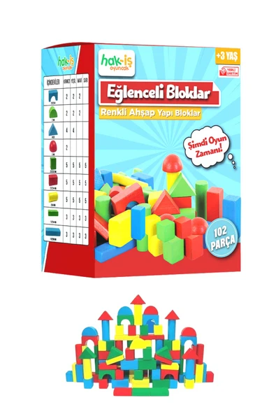 Hak-İş Oyuncak Eğitici Renkli Ahşap Bloklar 102 Parça ürün görseli