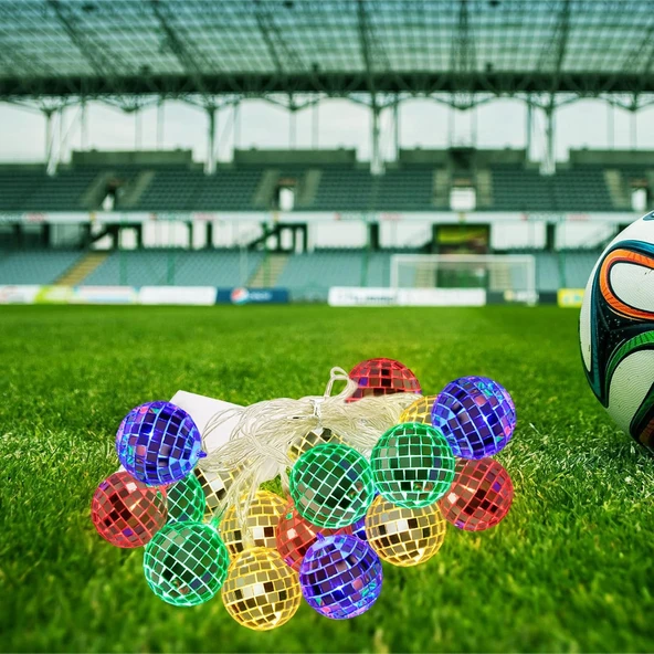 2 Metre 10 Led RGB Aynalı Top Işık  Pilli 2 Fonksiyonlu Dekoratif Renkli Aydınlatma - Resim 4