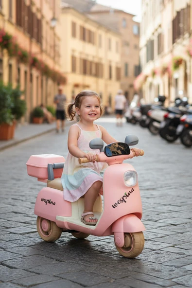 Wespina Uzaktan Kumandalı Çocuk Akülü Motosiklet - Pembe , 6V Şarjlı, 3 Yaş ve Üzeri - Resim 4