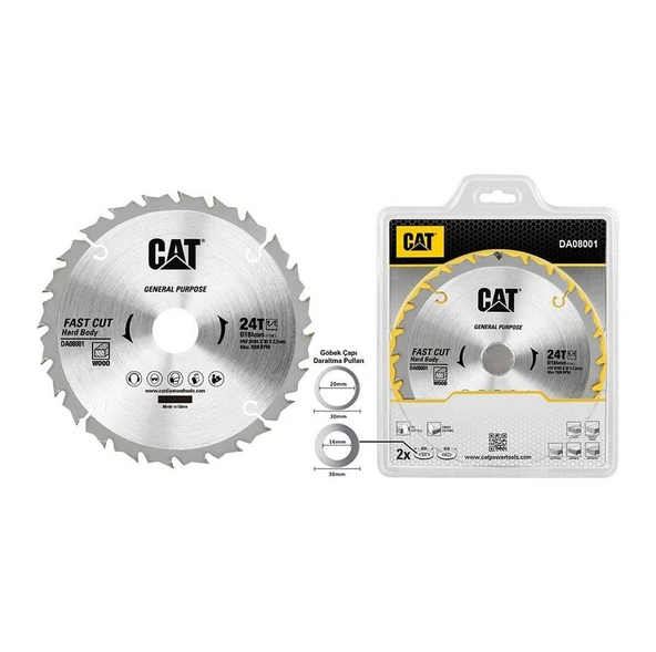 CAT DA08001 184x30mm Ahşap Kesme Elmas, Daire Testere Bıçağı 24 Diş - Resim 2