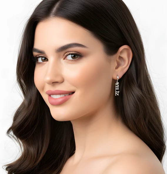 Sallantılı İsim Gümüş Küpe - Gümüş - Resim 2