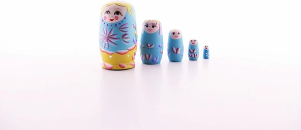 Sevgiliye Hediye Ahşap Tombul Iç Içe Matruşka Bebek Mavi 1 Set 5li Büyük Boy Sevimli Eğlence Seti - Resim 2