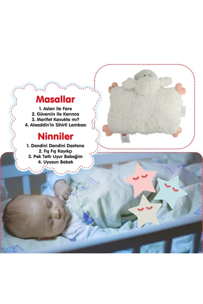 Peluş Türkçe Masal Anlatan Kuzucuk Yastık - Resim 3