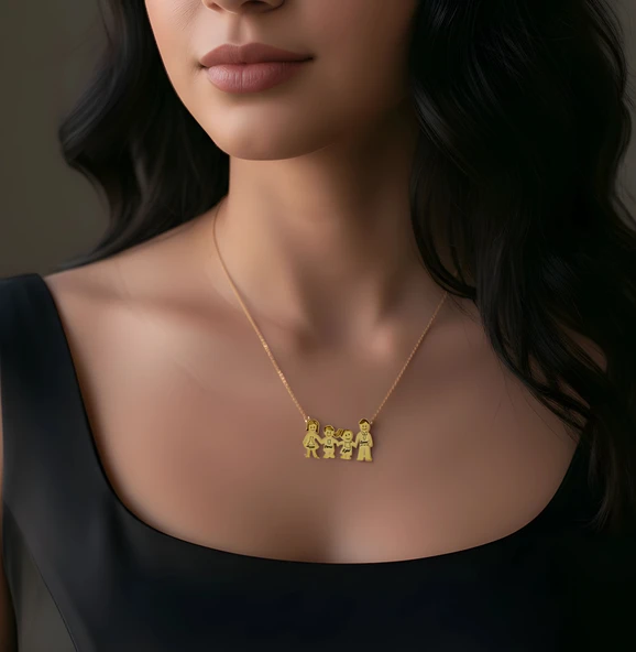 Gümüş Aile Kolyesi - Rose - Resim 2