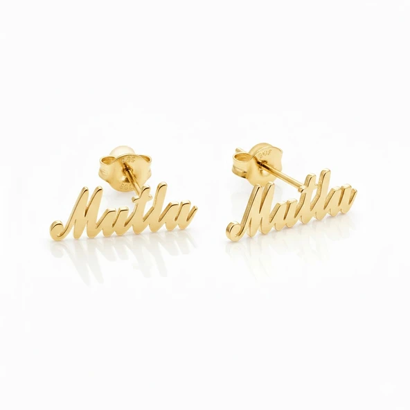 Çivili İsim Küpe - Altın ürün görseli 1