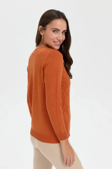 24187 DESEN TRİKO V YAKA DİKİŞSİZ ÖNÜ DESENLİ KAZAK - Resim 7