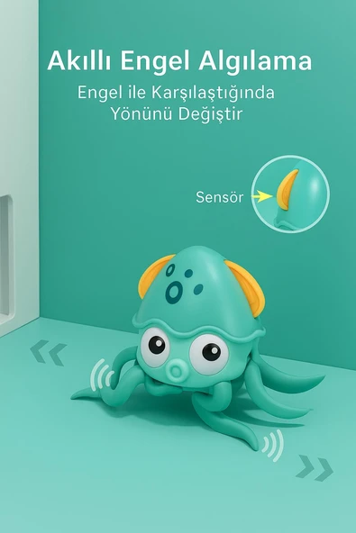 Dude Sesli Işıklı Şarjlı Akıllı Ahtapot Oyuncak – Turuncu & Yeşil - Resim 5
