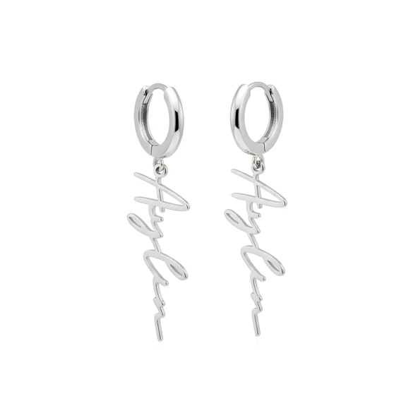 Yeni Trend İmza İsim Küpe - Gümüş ürün görseli 1