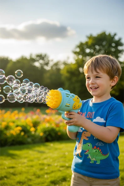 Ördek Desenli Pilli Mavi Köpük Tabancası ürün görseli 1