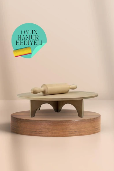 Ahşap Oyun Sofrası ve Merdanesi Oyun Hamuru HEDİYELİ ürün görseli 1