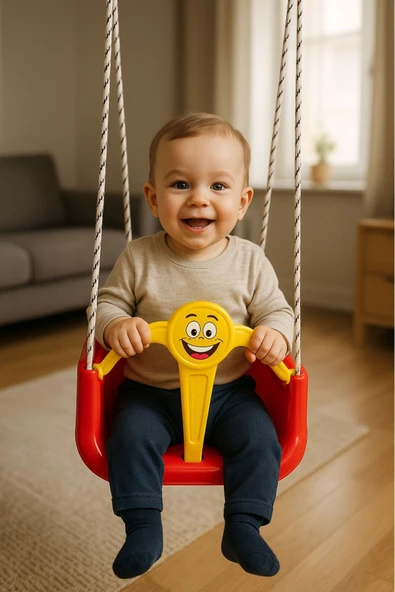 Kırmızı Renk Ipli Kemerli Koruyuculu Salıncak ürün görseli 1