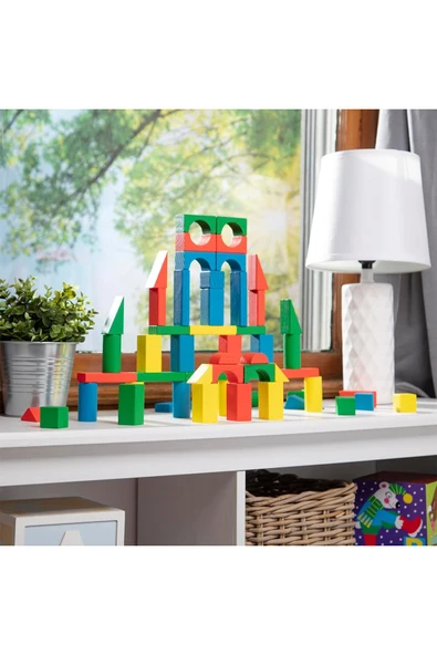 Hak-İş Oyuncak Eğitici Renkli Ahşap Bloklar 102 Parça - Resim 6