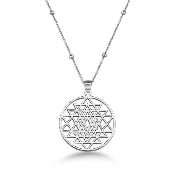 Sri Yantra Gümüş Kolye - Gümüş ürün görseli 1