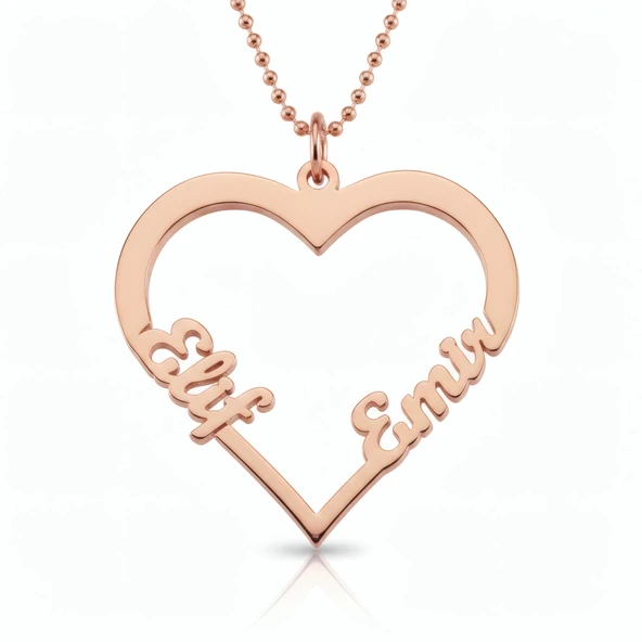 Kalp İsimli Gümüş Kolye - Rose ürün görseli 1