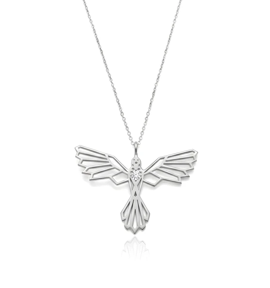 Tasarım Anka Kuşu Gümüş Kolye - Gümüş ürün görseli 1