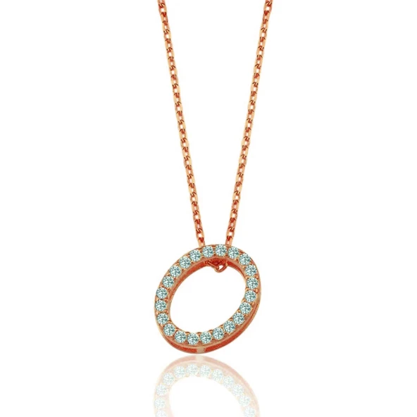 Işıltılı Prizma O Harfi Gümüş Kolye - Rose ürün görseli 1