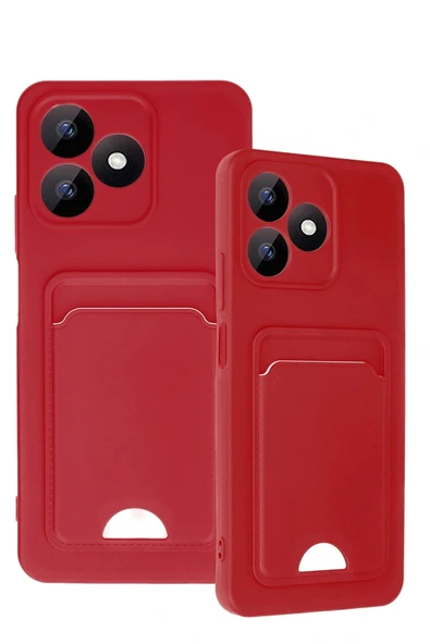 LitaeTrend Realme Note 50 4G Kılıf Kelvin Kartvizitli Silikon - Kırmızı - Resim 3