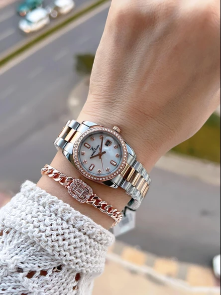 Daniel Klein Çelik Kordonlu 2 Yıl Garantili 3 Atm Suya Dayanıklı Kadın Kol Saati+Bileklik BD.10108.6 - Resim 2