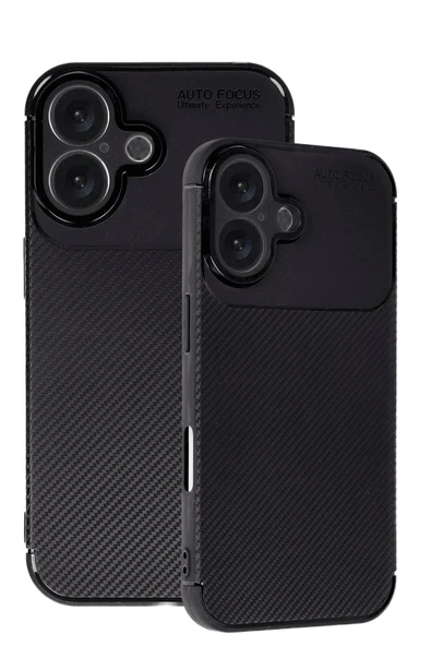 LitaeTrend iPhone 16 Plus Kılıf Auto Focus Karbon Kapak - Siyah - Resim 3