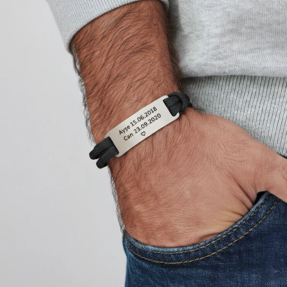 Plaka İsimli Gümüş İpli Bileklik - Altın - Resim 3