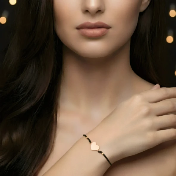 Kalp İpli Gümüş Bileklik - Gümüş - Resim 2