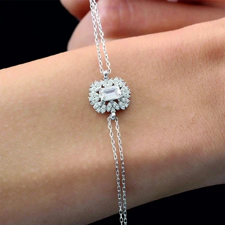 Pırlanta Montür Emerald Efsunu Gümüş Bileklik - Gümüş - Resim 2