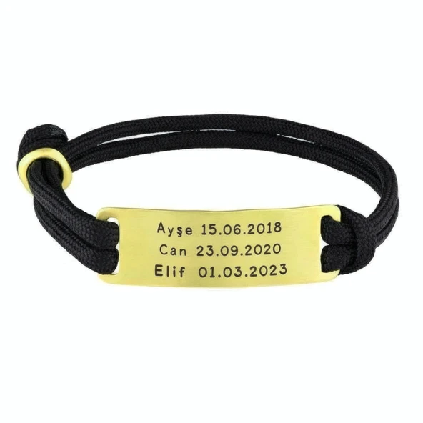 Plaka İsimli Gümüş İpli Bileklik - Altın ürün görseli 1