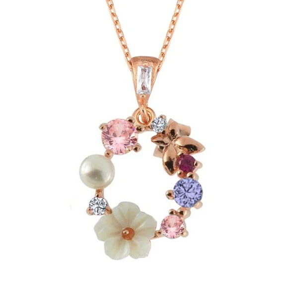 İtalyan TaAltınm Soft Çiçekler Flowers Gümüş Kolye - Rose ürün görseli 1