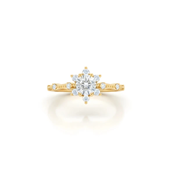 Pırlanta Montür Aşk Güneşi Gümüş Yüzük - Altın ürün görseli 1