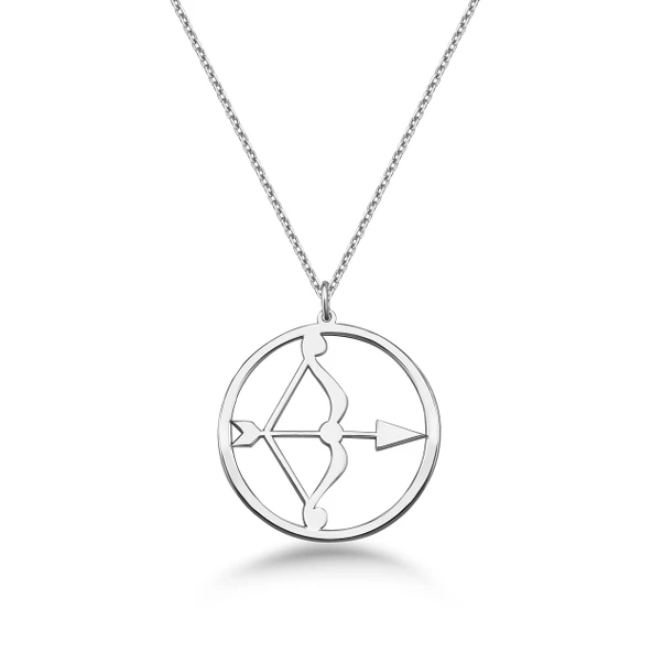 Çember Yay Burcu Gümüş Kolye - Gümüş ürün görseli 1