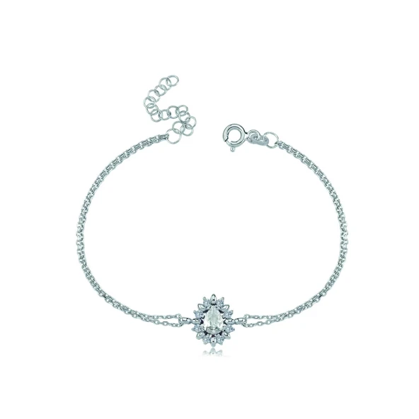 Pırlanta Montür Yağmur Tanesi Işıltılı Gümüş Bileklik - Gümüş ürün görseli 1