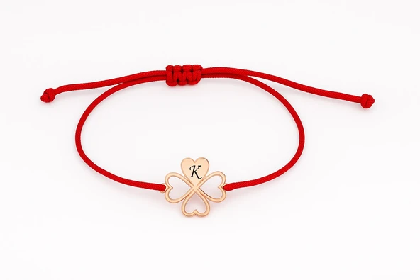 İçi boş Kalpli Yonca Gümüş Bileklik - Rose ürün görseli 1