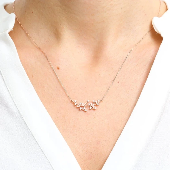 Pırlanta Montür Işıltılı Salkımlar Gümüş Kolye - Altın - Resim 2