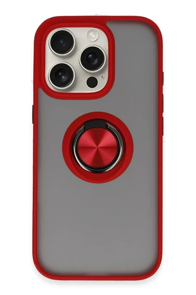 LitaeTrend iPhone 16 Pro Kılıf Montreal Yüzüklü Silikon Kapak - Kırmızı ürün görseli 1