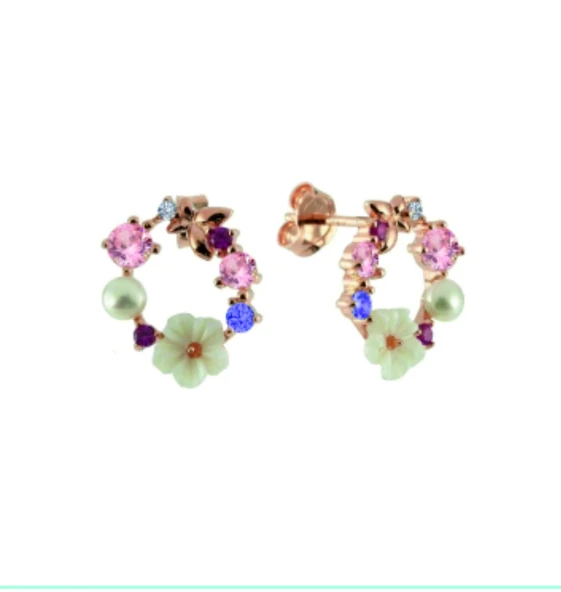 İtalyan TaAltınm Soft Çiçekler Flowers Gümüş Küpe - Gümüş ürün görseli 1