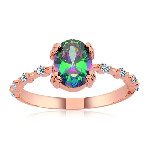 Mistik Topaz İhtişamı Gümüş Yüzük - Rose - Resim 3