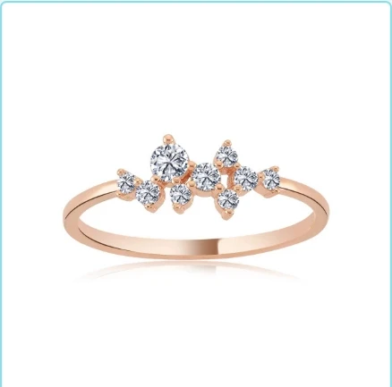 Asimetrik Işıltı Taşlı Gümüş Yüzük - Rose ürün görseli 1