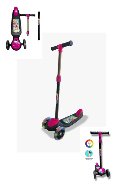 Swing Işıklı 3 Tekerlekli Scooter Pembe - Resim 4
