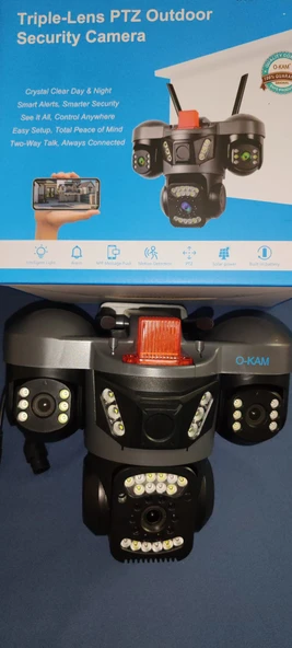 3 Kameralı 9mp Wıfı Ptz Kamera Gece Görüşlü O-kam 5011 Güvenlik Kamerası ürün görseli