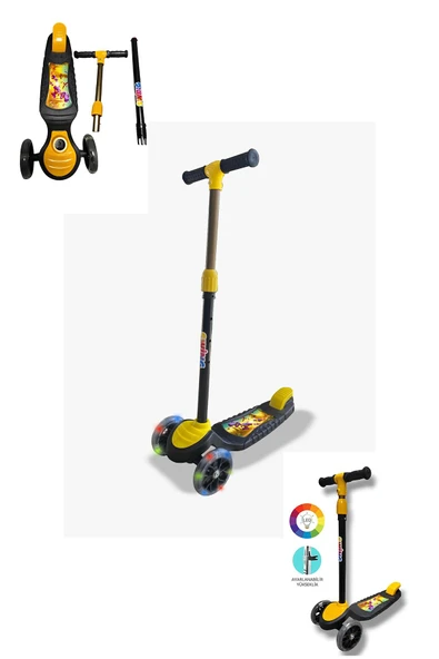 Swing Işıklı 3 Tekerlekli Scooter Sarı - Resim 4